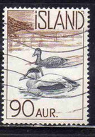 ISLANDA ICELAND ISLANDE 1959 1960 EIDER DUCKS 90a USED USATO OBLITERE' - Usados