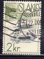 ISLANDA ICELAND ISLANDE 1959 1960 EIDER DUCKS 2k USED USATO OBLITERE' - Oblitérés