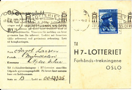 Norway Card H7- Lottery Oslo 17-10-1946 Single Franked - Brieven En Documenten