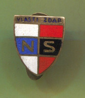 NS Vlasti Zdar, National Front Czech Fascist Party Protectorate, Enamel Vintage Pin Badge Abzeichen, Buttonhole Pre WW2 - Associations