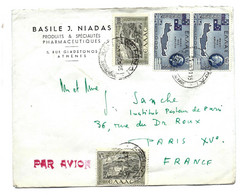 Enveloppe 4 TIMBRES GRECS - Pour La FRANCE - Briefe U. Dokumente