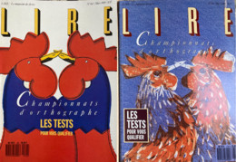 Championnats D’orthographe : 2 N° De Lire, 1989/90 & Les Nouvelles Littéraires (Enseigne-t-on Le Français ? 1980) - Lots De Plusieurs Livres