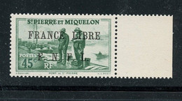 SAINT PIERRE ET MIQUELON FRANCE LIBRE 256 LUXE NEUF SANS CHARNIERE - Unused Stamps