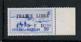 SAINT PIERRE ET MIQUELON FRANCE LIBRE 262 LUXE NEUF SANS CHARNIERE - Unused Stamps