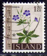 ISLANDA ICELAND ISLANDE 1960 1962 FLORA FLOWERS PLANTS WILD GERANIUM 1.20k USED USATO OBLITERE' - Gebraucht