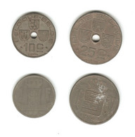 158/ Belgique : LEOPOLD III : 10 Centimes 1942 - 25 Centimes 1943 - 1 Franc 1944 - 5 Francs 1941 - 5 Francs