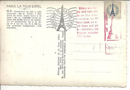 Delcampe - 75-CACHET PEU COMMUN Sur Cpa Tour Eiffel  ( Rouge En Allemand Et Avec La Date D'apposition  ( 8.5.194... ) - Tour Eiffel