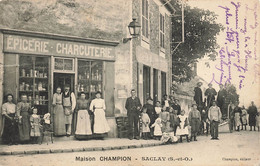 91 - ESSONNE - SACLAY - Maison CHAMPION -carte-éditeur - épicerie-charcuterie - Superbe Animation - En L'état- 10330 - Saclay