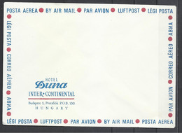 Hungary, Budapest, Hotel Duna InterContinental, Air Mail Cover, Unused, '80s - Briefe U. Dokumente