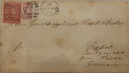 AUSTRALIA VICTORIA 1880 QV 8d Brown (Sg#194) + 1/2d Rose (Emergency Paper) Franked On Cover Melbourne To GERMANY, Rare - Brieven En Documenten