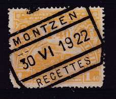 634/37 - CANTONS DE L'EST - Cachet De Gare MONTZEN 1922 ( Frappe LUXE) S/Timbre Chemin De Fer - Autres & Non Classés