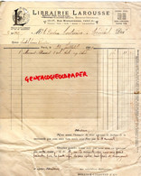 75- PARIS- RARE FACTURE LIBRAIRIE IMPRIMERIE  LAROUSSE- MOREAU AUGE GILLON- 13 RUE MONTPARNASSE-1909 - Druck & Papierwaren