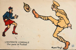 CPA. - L'ENTENTE CORDIALE Une Partie De Football - Illustrateur Mass'Boeuf - En BE - Mass'Boeuf