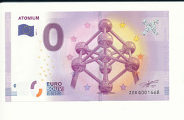 Billet Souvenir - 0 Euro - ZEKG- 2017-1A - ATOMIUM - N° 1668 - Billet épuisé - Lots & Kiloware - Banknotes