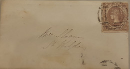 AUSTRALIA VICTORIA 1858 QV 2p Brown Lilac Imperf Franked On Cover Tied With Grill Cancellation Local Use, Rare - Briefe U. Dokumente