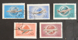 URSS YT PA 105/107+PA 109+PA 111 OBLITERES "AVIATION CIVILE"   ANNÉES 1958/1959 - Used Stamps