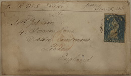 AUSTRALIA VICTORIA 1861 QV 6p Blue Franked On "RMS" Cover Tied With Grill Cancellation Melbourne To London As Per Scan - Briefe U. Dokumente