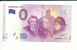 Billet Souvenir - 0 Euro - ZEMQ- 2017-1 - MEMORIAL 1815 - N° 1495 - Billet épuisé - Alla Rinfusa - Banconote
