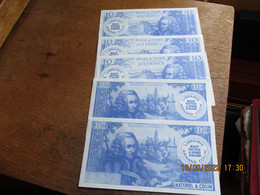 5 Billets Factices De 10 Francs à Usage Scolaire Armand Colin Parfait état - Fiktive & Specimen