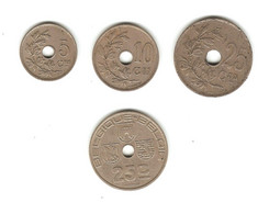 167/ Belgique : 5 Centimes 1922, 10 Centimes 1926 Et 25 Centimes 1922 ALBERT 1er - 25 Centimes 1938 LEOPOLD III - 5 Centimes