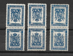 ESPAGNE - MELILLA 1894 - N°40 & 43, 39 & 45, 42 & 44 - "3 Paires Têtes Bêches" - Neufs** - SUP - - Military Service Stamp