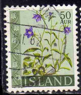 ISLANDA ICELAND ISLANDE ISLAND 1960 1962 FLORA FLOWERS BELLFLOWER 50a USED USATO OBLITERE' - Used Stamps