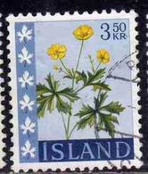 ISLANDA ICELAND ISLANDE ISLAND 1960 1962 FLORA FLOWERS BUTTERCUP 3.50k USED USATO OBLITERE' - Gebraucht