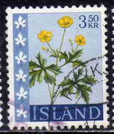 ISLANDA ICELAND ISLANDE ISLAND 1960 1962 FLORA FLOWERS BUTTERCUP 3.50k USED USATO OBLITERE' - Gebraucht