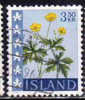 ISLANDA ICELAND ISLANDE ISLAND 1960 1962 FLORA FLOWERS BUTTERCUP 3.50k USED USATO OBLITERE' - Gebraucht