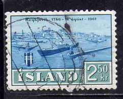 ISLANDA ICELAND ISLANDE ISLAND 1961 MUNICIPAL CHARTER OF REJKJAVICK 2.50k USED USATO OBLITERE' - Gebraucht