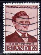 ISLANDA ICELAND ISLANDE ISLAND 1961 BENEDIKT SVEINSSON 1k USED USATO OBLITERE' - Used Stamps