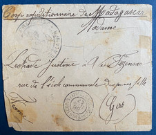 France Colonies Lettre Corps Expeditionnaire De Madagascar De 1898 Pour Vic Fezensac En France + Service à La Mer - Covers & Documents