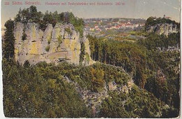 Säschs. Schweiz - Hockstein Mit Teufelsbrücke Und Hohnstein - Graph. Kunstanstalt Trau & Schwab - Hohnstein (Sächs. Schweiz)