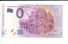 Billet Souvenir - 0 Euro - VEEE - 2017-2 - CASA BATLLÓ GAUDI BARCELONA - N° 1619 - Billet épuisé - Alla Rinfusa - Banconote