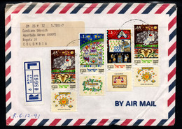 CA435- COVERAUCTION!!! - ISRAEL- ELAT  TO COLOMBIA  (4-DIC-91 ) - ROSH HA-SHANA, SUKKOT, YOM KIPUR - Covers & Documents