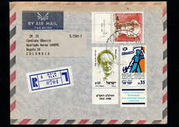 CA437- COVERAUCTION!!! - ISRAEL- ELAT  TO COLOMBIA  (12-V-84 ) - YIGAL ALLON, URI ZVI GRINBERG - Covers & Documents