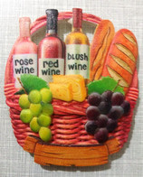 Magnet, Wine, Bread And Grapes 6,7 X 7,8cm - Sonstige & Ohne Zuordnung