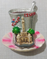 Magnet, Tea Glass, Izmir Clock Tower, Palm Trees 8 X 6,5cm - Altri & Non Classificati