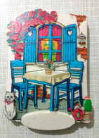 Magnet, Traditional Alaçatı (İzmir) House, Table And Chairs And Cats 5,5 X 7,8cm - Autres & Non Classés