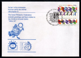 CA481- COVERAUCTION!!! - ISRAEL- COVER IBRA'99 STAMP EXHIBITION - FLAGS - Brieven En Documenten