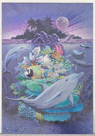 England Dufex Foil Uncirculated Postcard - Dolphins - Dolphin Isle ( Meiklejohn Graphics ) - Dauphins