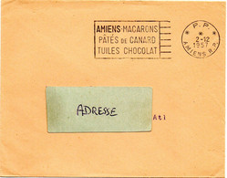 SOMME - Dépt N° 80 = AMIENS RP 1957 = FLAMME PP = SECAP ' MACARONS / Pâtés De Canard / Tuiles Chocolat ' - Mechanical Postmarks (Advertisement)