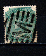 INDIA INGLESE - 1866 - EFFIGIE DELLA REGINA VITTORIA - FOUR ANNAS - 2° TIPO - USATO - 1858-79 Crown Colony