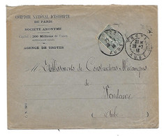 Env. 1913 - Comptoir Nal D'Escompte - Perf. CN 304 Sur Semeuse 15c - Briefe U. Dokumente