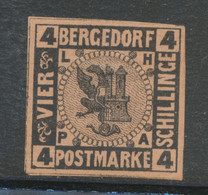 BERGEDORF 1861, 4 S Schwarz Auf Mattbraunorange Ungebrauchtes Pra.-Stück - Bergedorf