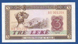 ALBANIA - P.41 –  3 LEKE 1976 UNC, Serie BS 301209 - Albania
