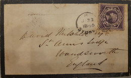 AUSTRALIA NEW SOUTH WALES 1866 NSW - GB 6d Diadem (Sg#166) Sydney To London NSW OVAL RING CANCELLATION - Storia Postale