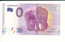 Billet Souvenir - 0 Euro - XEMB - 2017-1 - KÖLNER ZOO - N° 7252 - Billet épuisé - Kiloware - Banknoten