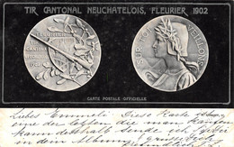 TIR CANTONAL NEUCHATELOIS, FLEURIER 1902 ~ A 120 YEAR OLD POSTCARD #223208 - Fleurier