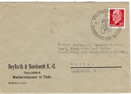 54504 - DDR - 1963 - 20Pfg Ulbricht EF A Bf Handwerbestpl WALTERSHAUSEN - RENNREIFEN VON WELTRUF -> Gotha - Cycling